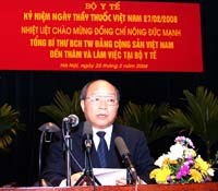 Bài phát biểu của Bộ trưởng Bộ Y tế Nguyễn Quốc Triệu tại Lễ kỷ niệm ngày Thầy thuốc Việt Nam 27/02/2008