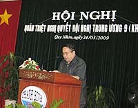 Tỉnh ủy Bình Định triệu tập Hội nghị cán bộ chủ chốt quán triệt Nghị quyết Hội nghị Trung ương 9 (Khóa X)