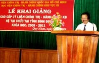 Khai giảng lớp Cao cấp  Lý luận chính trị - Hành chính khoá 8 hệ tại chức tại tỉnh Bình Định khoá học (2009-2011)